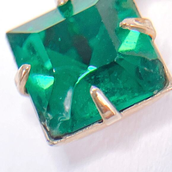 VTG 1940s 1950s Screw Back Earrings Green Rhinestone Cocktail Mid Century - Picture 6 of 9